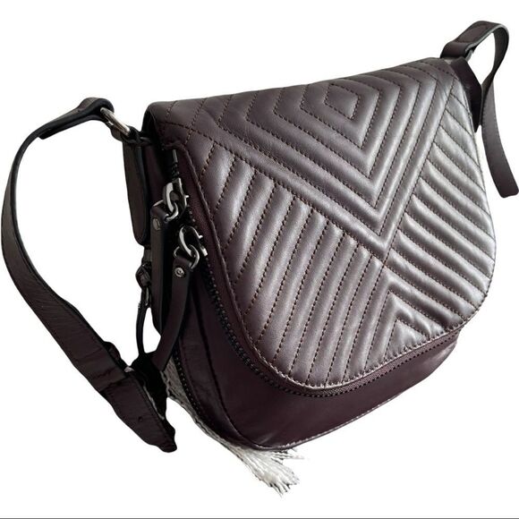 VINCE CAMUTO Bailey Dark Purple Vamp Leather Zip Around Crossbody Bag - Picture 8 of 14